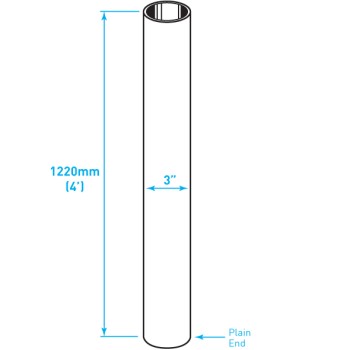 Exhaust Chrome Stack / Straight / Plain End / 3" x 48"